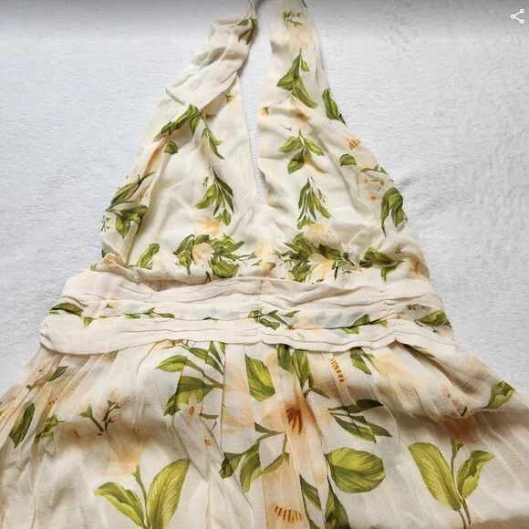 New S Farm Rio x Anthropologie v-neck floral chiffon maxi dress